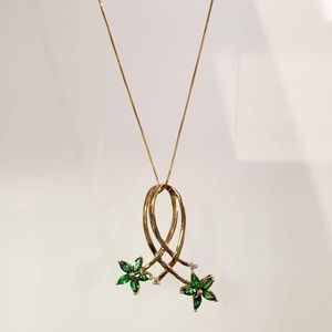 14K Yellow Gold Tsavorite Green Garnet Necklace